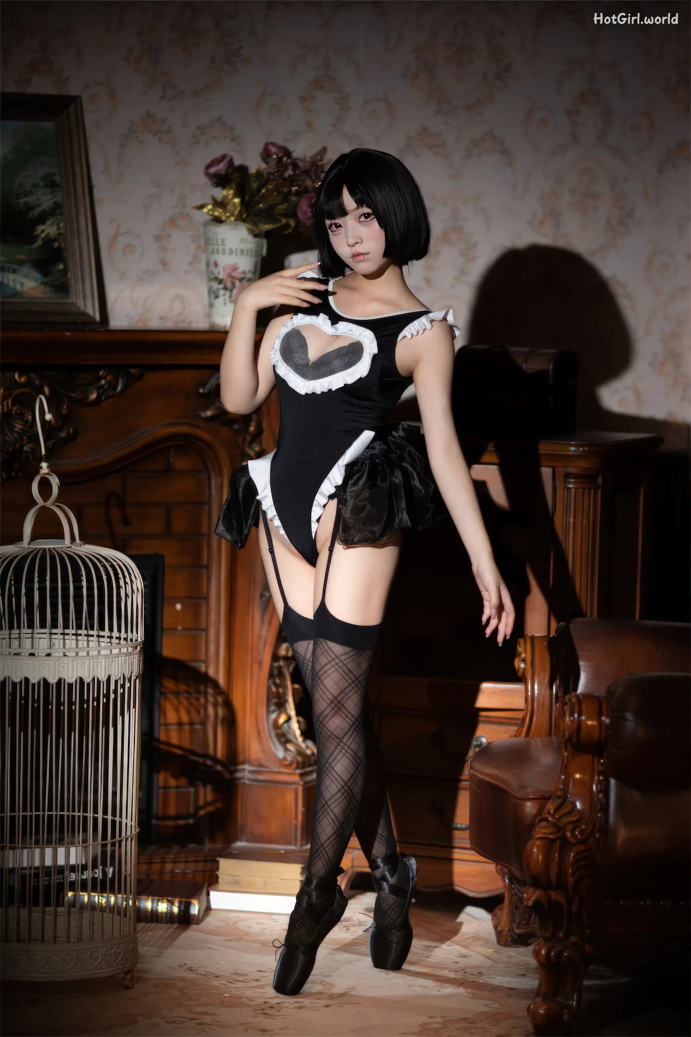Coser-花铃-马戏团芭蕾 吊带袜高叉